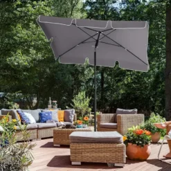 Rechthoekige Parasol - Kantelbaar- Bescherming - 200 x 125 cm - Grijs