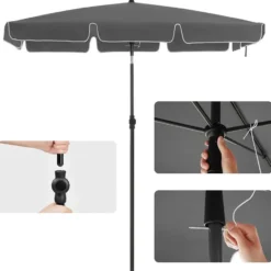Rechthoekige Parasol - Kantelbaar- Bescherming - 200 x 125 cm - Grijs