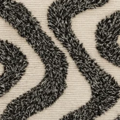 Rechthoekig katoenen tapijt met beige en zwarte motieven 60 x 90 cm