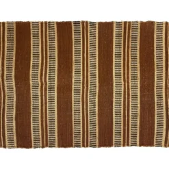 Rechthoekig katoenen tapijt met bruine en ecru motieven 120 x 180 cm