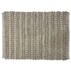 Rechthoekig katoenen tapijt met bruine en ecru motieven 90 x 60 cm
