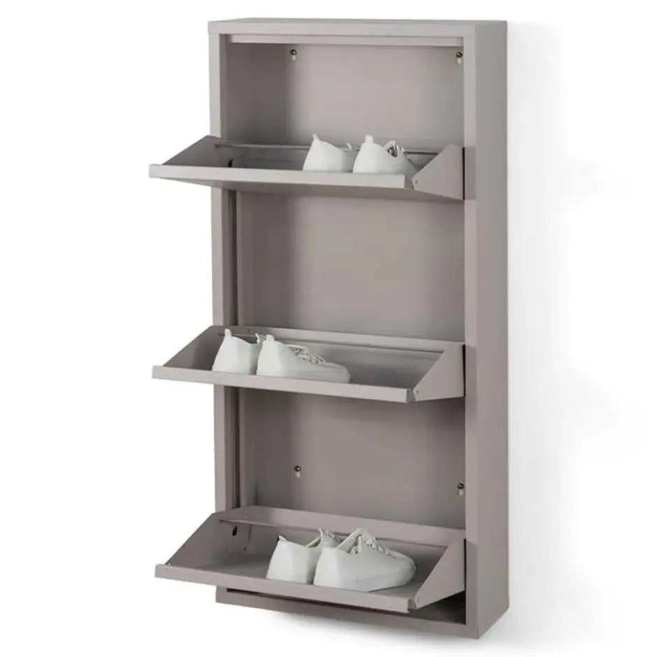 Redin Design Pippen industrieel schoenenkast 3 lade Taupe metaal 50x15x103