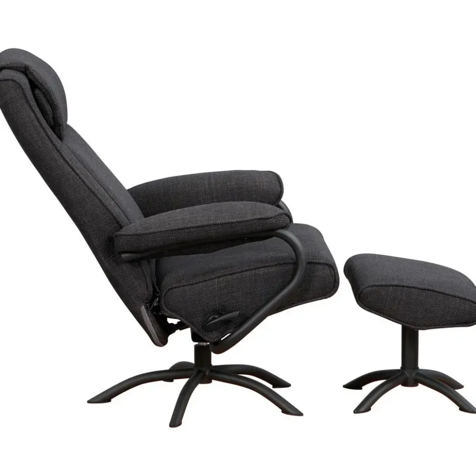 Relaxfauteuil Vincent incl. hocker - Stof Bjorn - antraciet