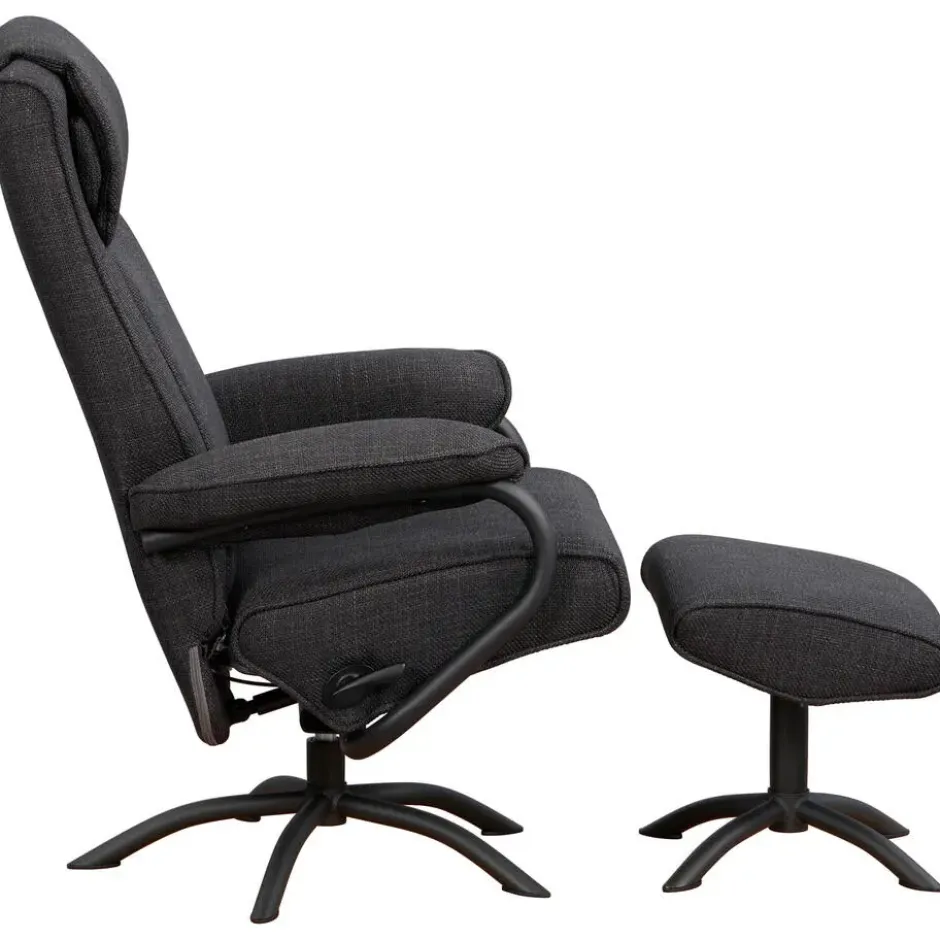 Relaxfauteuil Vincent incl. hocker - Stof Bjorn - antraciet
