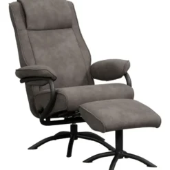 Relaxfauteuil Vincent incl. hocker - Stof Preston - antraciet