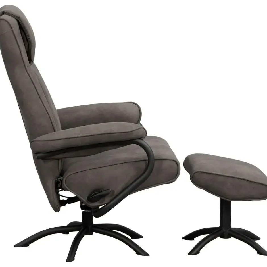 Relaxfauteuil Vincent incl. hocker - Stof Preston - antraciet