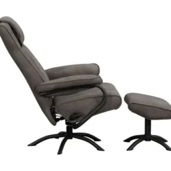 Relaxfauteuil Vincent incl. hocker - Stof Preston - antraciet
