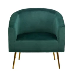 Retro stijl groene fluwelen en metalen salon fauteuil