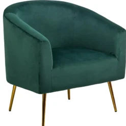 Retro stijl groene fluwelen en metalen salon fauteuil