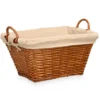 Rieten opberg mand - gevlochten riet - bruin - 52 x 35 x 30 cm