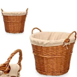 Rieten opberg mand - gevlochten riet - bruin - 51 x 45 x 28 cm