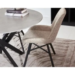 Ronde eettafel Vivian Ø110 cm marmerlook grijs spinpoot - Stoneware - Grijs