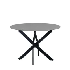 Ronde eettafel Vivian Ø110 cm marmerlook grijs spinpoot - Stoneware - Grijs
