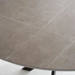 Ronde eettafel Vivian Ø110 cm marmerlook grijs spinpoot - Stoneware - Grijs
