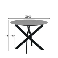 Ronde eettafel Vivian Ø110 cm marmerlook grijs spinpoot - Stoneware - Grijs