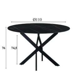 Ronde eettafel Vivian Ø130 cm marmerlook grijs spinpoot - Stoneware - Grijs