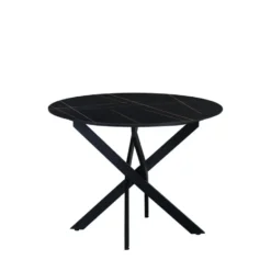 Ronde eettafel Vivian Ø130 cm marmerlook grijs spinpoot - Stoneware - Grijs