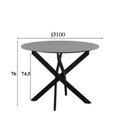 Ronde eettafel Vivian Ø100 cm marmerlook grijs spinpoot - Stoneware - Grijs