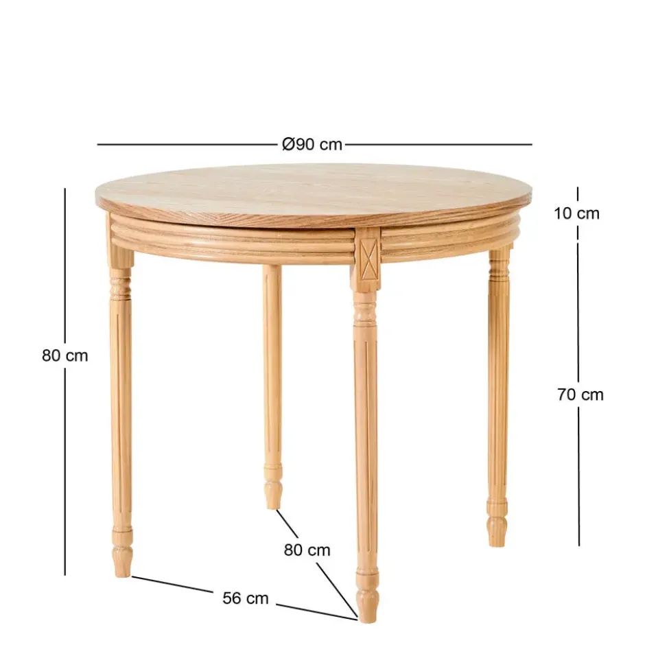 Ronde eettafel voor 4 personen in dennenhout