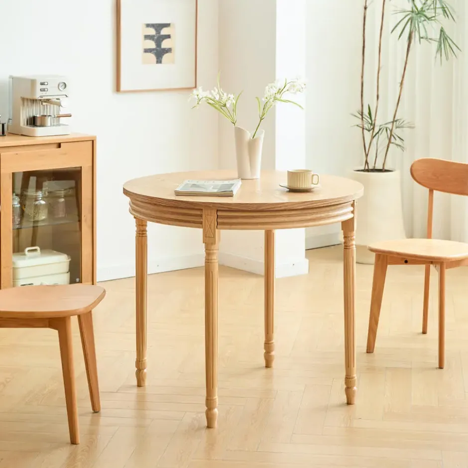 Ronde eettafel voor 4 personen in dennenhout