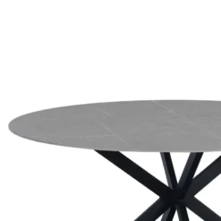 Ronde eettafel Yuna Ø120 cm marmerlook grijs - Stoneware - Grijs