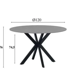 Ronde eettafel Yuna Ø120 cm marmerlook grijs - Stoneware - Grijs