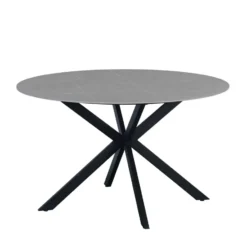 Ronde eettafel Yuna Ø130 cm marmerlook grijs - Stoneware - Grijs