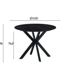 Ronde eettafel Yuna Ø100 cm marmerlook zwart - Stoneware - Zwart