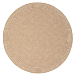 Rond Jute buitenkleed Naturel Visgraat Border 200 Ø - (L) - Interieur05