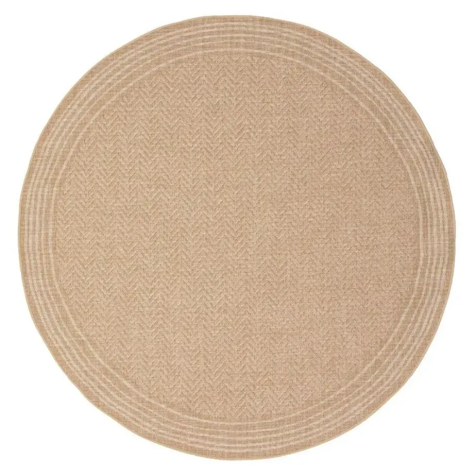 Rond Jute buitenkleed Naturel Visgraat Border 200 Ø - (L) - Interieur05