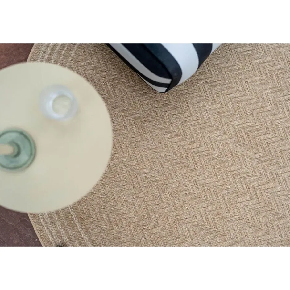 Rond Jute buitenkleed Naturel Visgraat Border 200 Ø - (L) - Interieur05