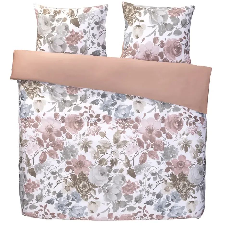 Royal dekbedovertrek Nova bloemen - wit/roze - 200x200/220 cm
