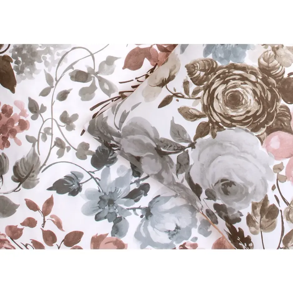 Royal dekbedovertrek Nova bloemen - wit/roze - 200x200/220 cm