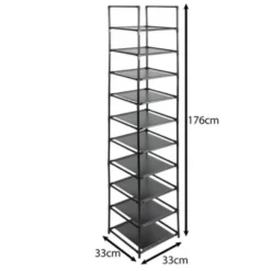 Ruhhy Schoenenrek - zwart - 10 pcs - metaal/kunststof - 176 x 33