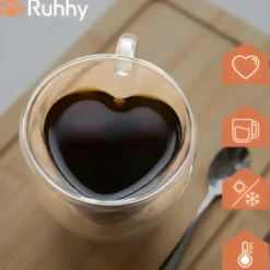 Ruhhy Thee/Koffie glas - 240 ml - transparant - dubbelwandig