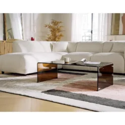 Salontafel ALONZO - 110 cmx55 cmx35 cm - Transparant Bruin Glas