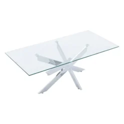 Salontafel COSIMA - 120 cmx60 cmx45 cm - Transparant Zilverkleurig Glas