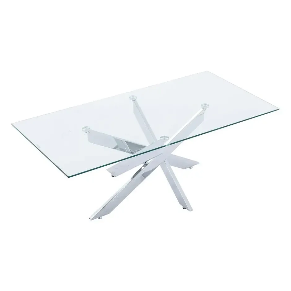 Salontafel COSIMA - 120 cmx60 cmx45 cm - Transparant Zilverkleurig Glas
