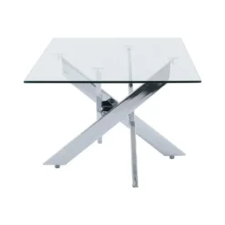 Salontafel COSIMA - 120 cmx60 cmx45 cm - Transparant Zilverkleurig Glas