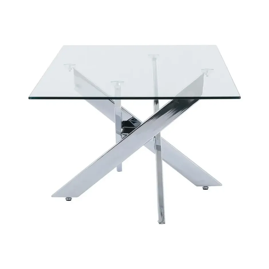 Salontafel COSIMA - 120 cmx60 cmx45 cm - Transparant Zilverkleurig Glas