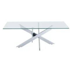 Salontafel COSIMA - 120 cmx60 cmx45 cm - Transparant Zilverkleurig Glas