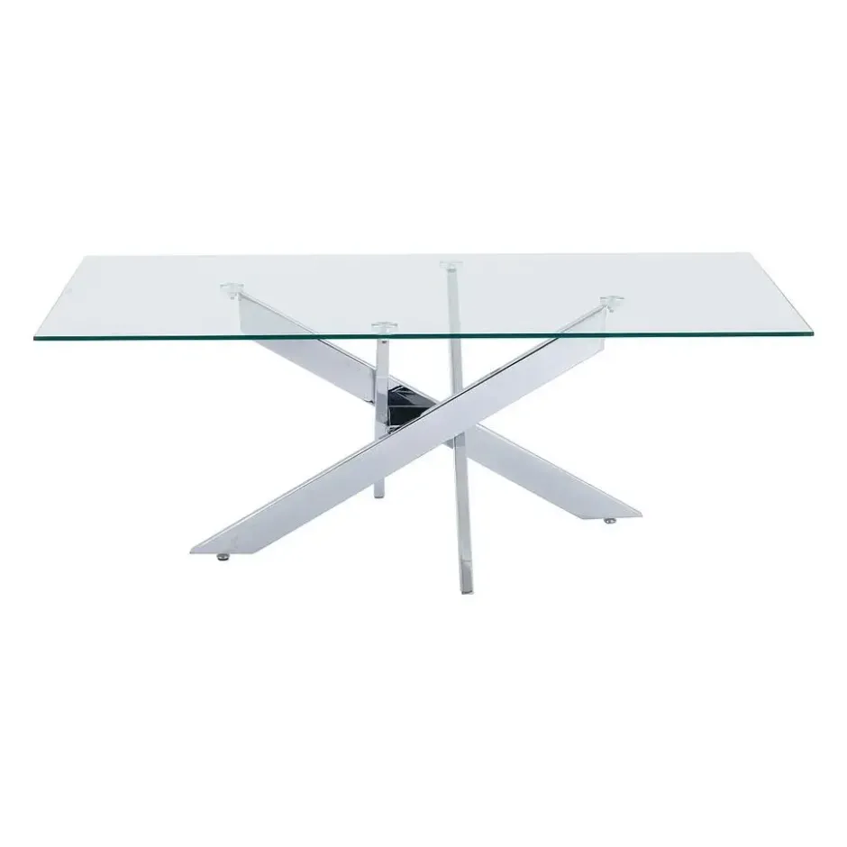 Salontafel COSIMA - 120 cmx60 cmx45 cm - Transparant Zilverkleurig Glas