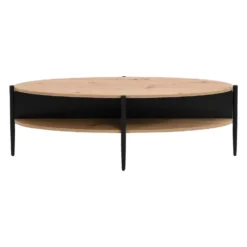 Salontafel EVARO - 125 cmx65 cmx39 cm - Zwart Natuurlijk licht Hout paneel