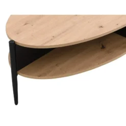 Salontafel EVARO - 125 cmx65 cmx39 cm - Zwart Natuurlijk licht Hout paneel