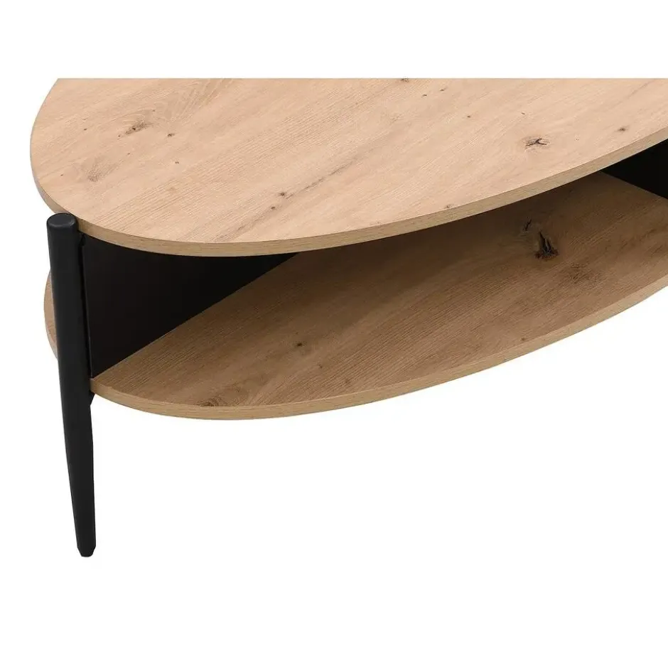 Salontafel EVARO - 125 cmx65 cmx39 cm - Zwart Natuurlijk licht Hout paneel