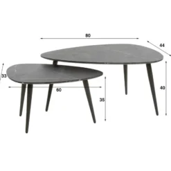 Salontafel Keramieklook - Set van 2 - 80x44x40cm - Pear Shaped