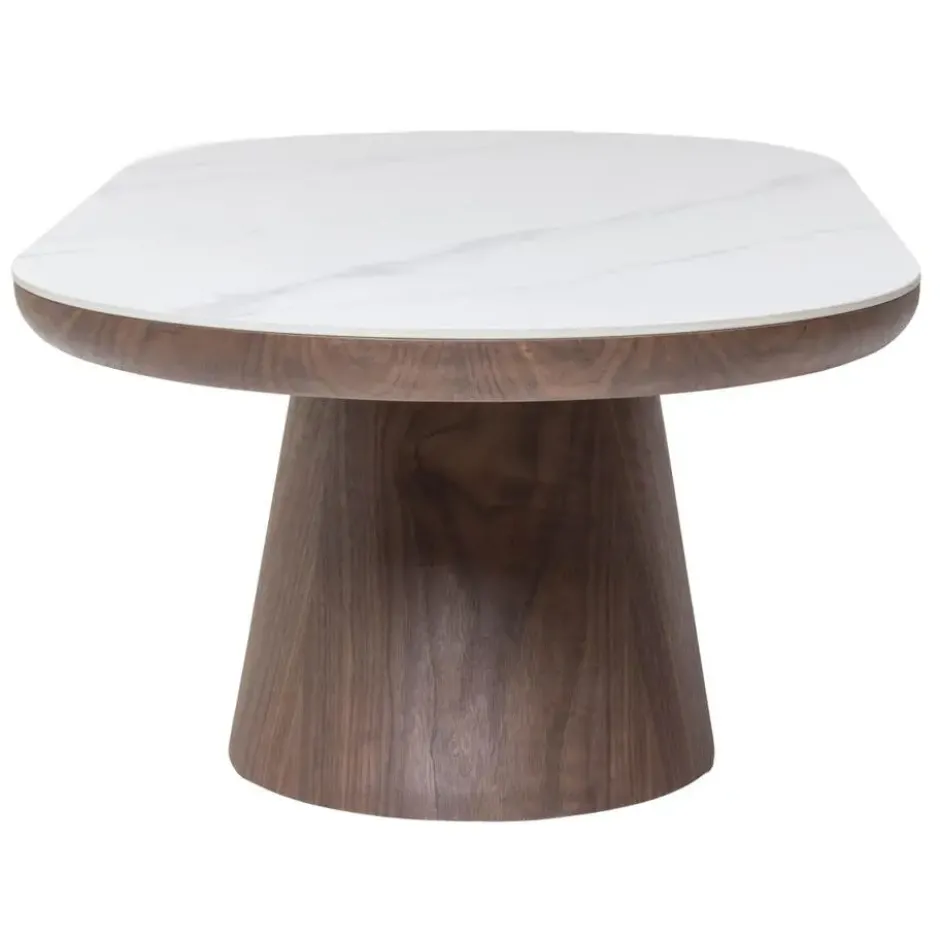 Salontafel Ovaal - Walnoot Hout/Keramisch - 120x60x38cm - Alba