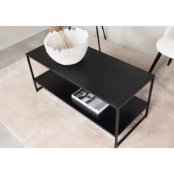 Salontafel Rechthoek - Zwart Metaal - 102x43x45cm