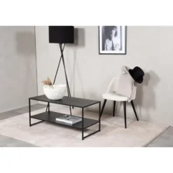 Salontafel Rechthoek - Zwart Metaal - 102x43x45cm