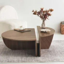 Salontafel Rond 90cm - Walnoot Bruin Melamine - Podium